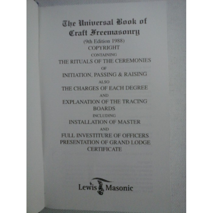 THE UNIVERSAL BOOK OF CRAFT FREEMASONERY ( francmasonerie)